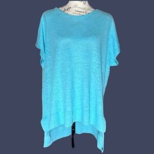 Eileen Fisher Aqua Linen Top